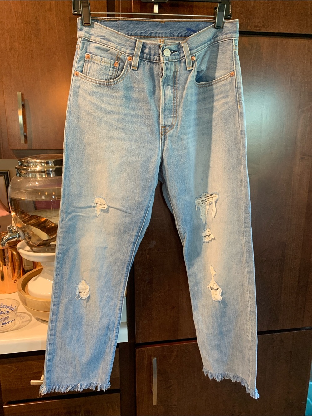 Levi's 501 Premium Distressed Raw Hem Jeans Size 27/30